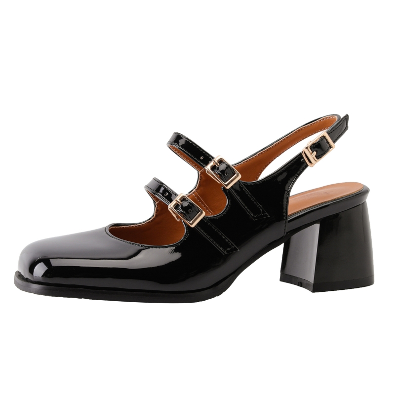 Leather Classic Strap - Zarif kadın Yüksek Topuklu Mary Janes